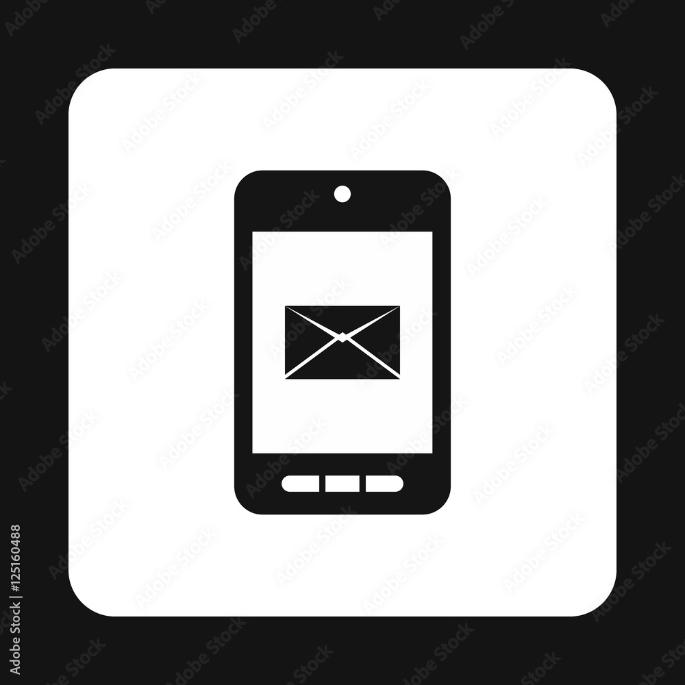 Writing e-mail on phone icon in simple style isolated on white background. Message symbol Writing e-mail on phone icon in simple style isolated on white background. Message symbol