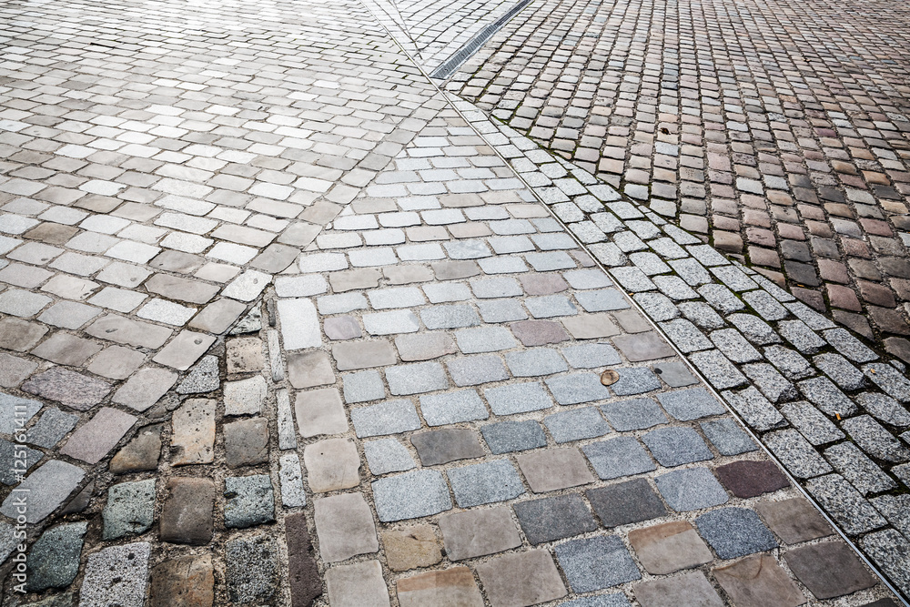 Fototapeta attractive pattern of cobblestone pavement