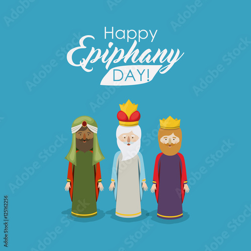 The three wisemen cartoons icon. Happy epiphany day holy night and christmas theme. Colorful design. Vector illustration