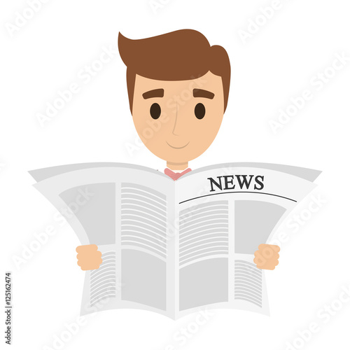 person reading the newspaper vector illustration design