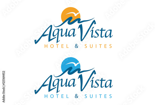 Abstract logo for business company. Corporate identity design element. aqua, nature, swimming pool, spa, aqua swirl Logotype idea. Water wave, blue sea square concept. Colorful Vector line icon