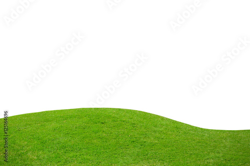 Green grass on hill isolated over white background
