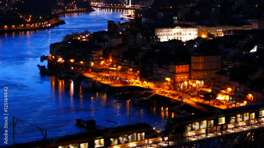 Bridge of Luis I at night over Douro river and Porto cityscape, Portugal. 4K Bridge of Luis I at night over Douro river and Porto cityscape, Portugal. 4K