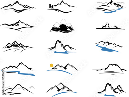 Mountains Icons cartoon for you design