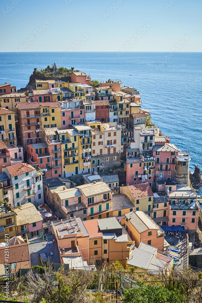 Fototapeta premium Famous town of Manarola in Cinque Terre / Colorful houses of Liguria
