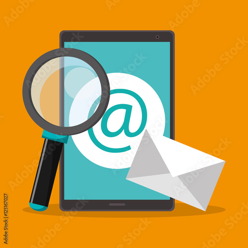 Wallpaper Mural Smartphone lupe and envelope icon. mail message and letter theme. Colorful design. Vector illustration Torontodigital.ca