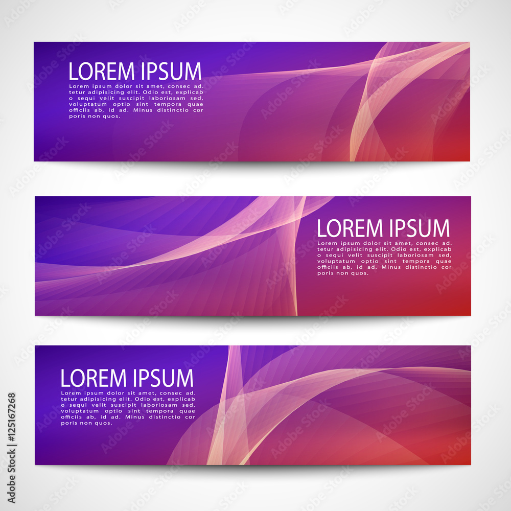 Fototapeta premium Abstract header orange red wave purple orange red gradient background vector design