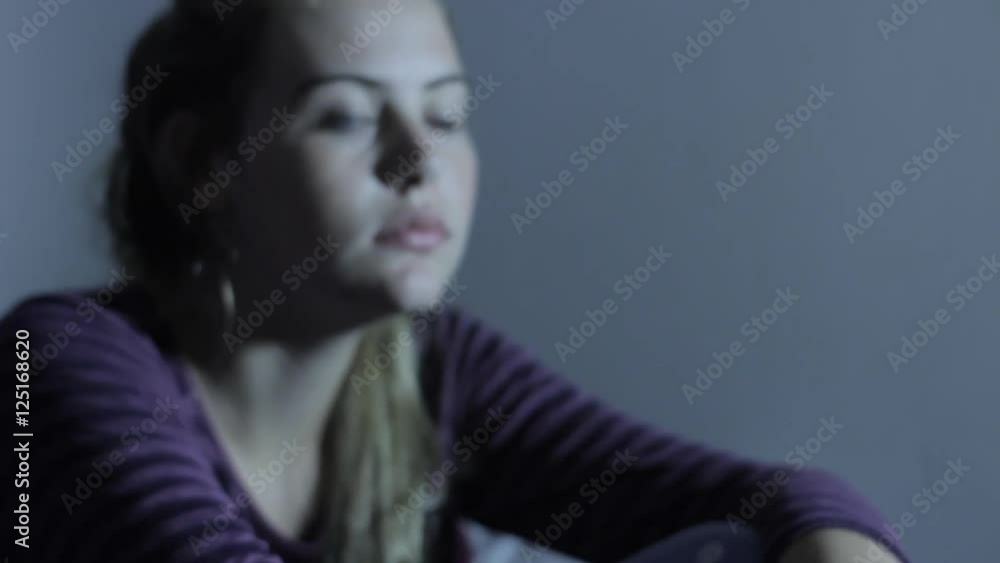 Unhappy Depressed Young Suicidal Teen Girl on Bed Suffering Effects of Bullying Unhappy Depressed Young Suicidal Teen Girl on Bed Suffering Effects of Bullying