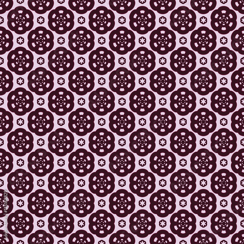Rich sumptuous seamless background pattern with wine colour stylized flowers ornament isolated on the light background. Vector eps illustration