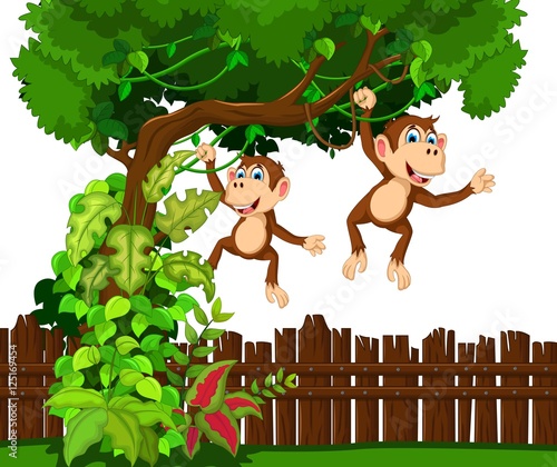 Fototapeta Naklejka Na Ścianę i Meble -  happy monkey cartoon