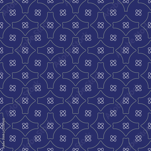 Seamless abstract background pattern with repeating abstract star geometric elements on the blue background. Vector illustration eps