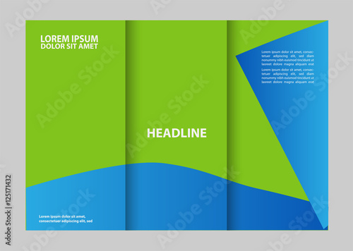 Tri-fold brochure template design, business leaflet, booklet wave 