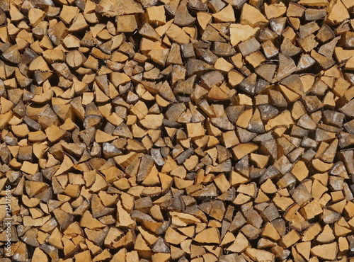 firewood pile up wooden wall