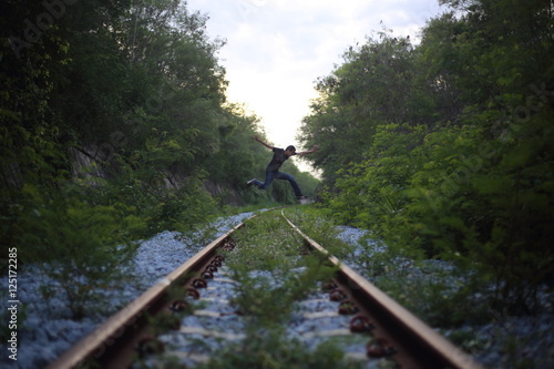 Jump on the railway