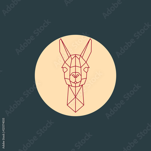 Vector sign abstract head of American Lama.