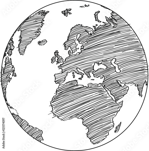 World Map Globe Vector line Sketch Up Illustrator, EPS 10.
