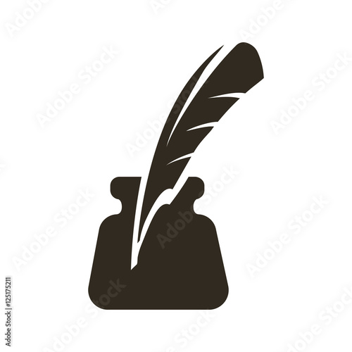 Feather and ink icon vector