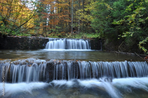 Source Vistula. Crystalline stream  clean water and waterfall