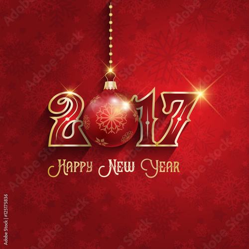 Happy new year background with hanging bauble