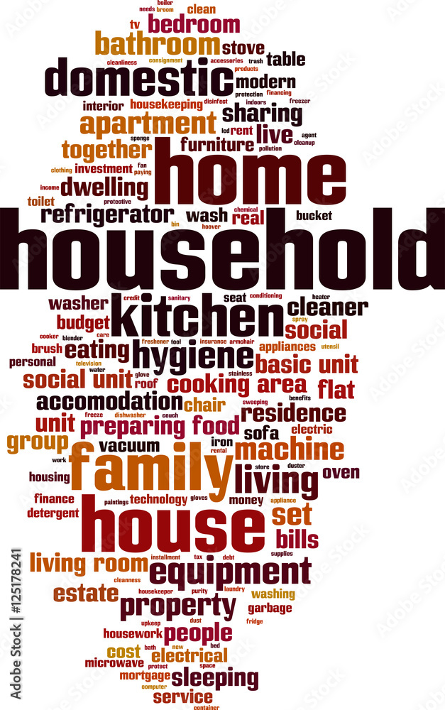 Obraz premium Household word cloud concept. Vector illustration