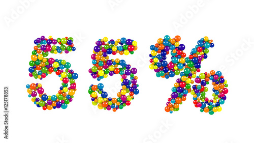 55 percent sign formed of vibrant spheres