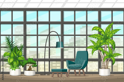 Illustration of interior equipment of a modern living room