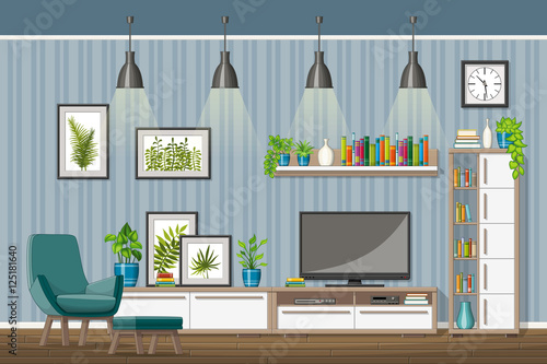 Illustration of interior equipment of a modern living room