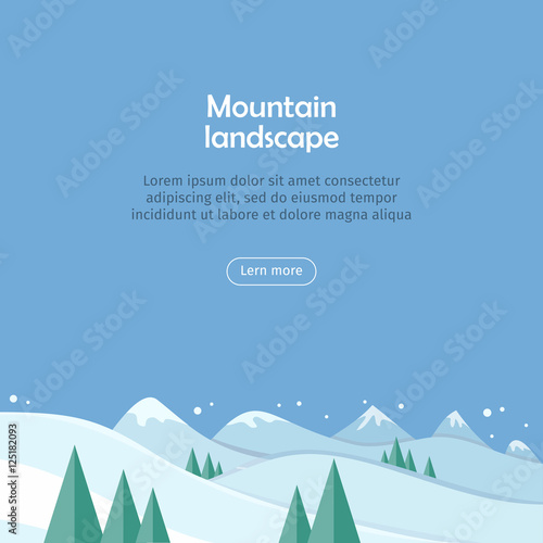 Mountain Landscape Web Banner. Skiing Scinery