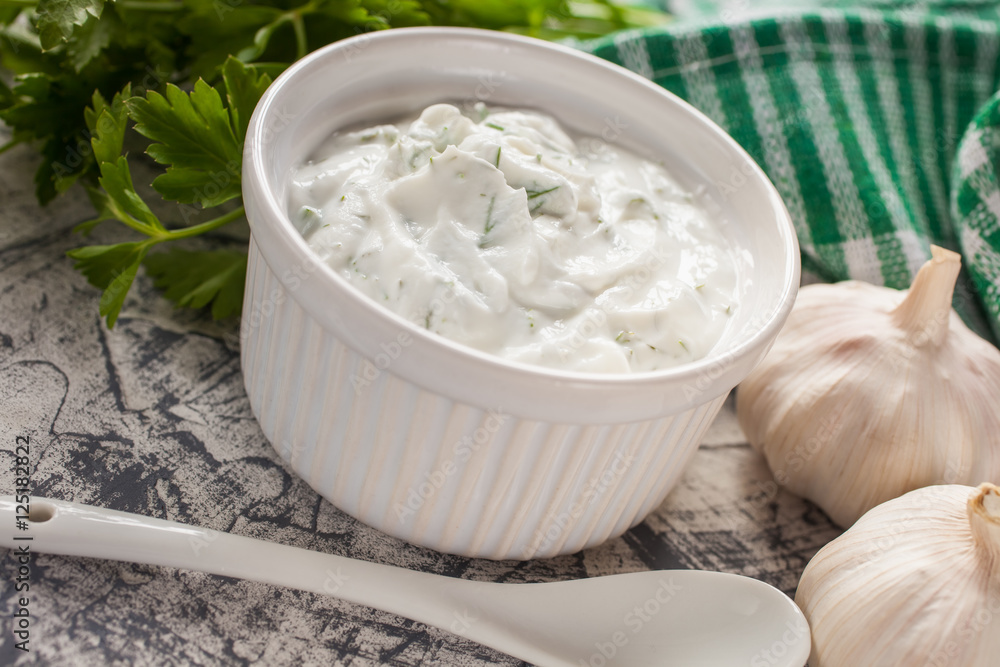 sauce with fennel in a bowl on a table, selective focus sauce with fennel in a bowl on a table, selective focus