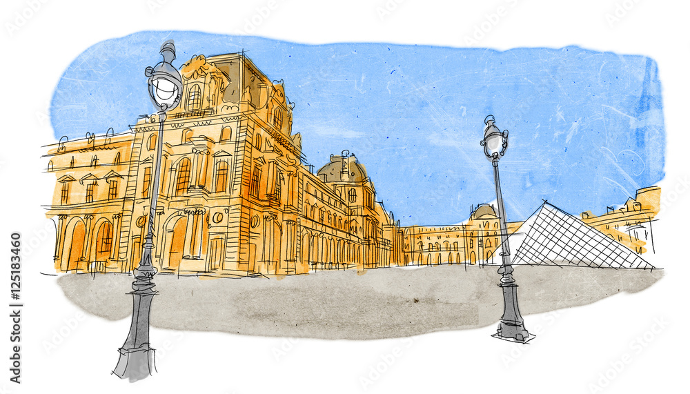 Naklejka premium Louvre museum, Musée du Louvre