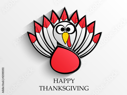 Beautiful, colorful cartoon of turkey bird for Happy Thanksgiving celebration, can be use as flyer, poster or banner.