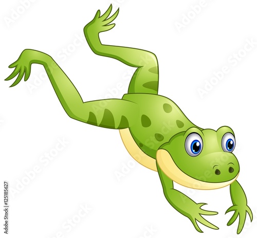 Cute frog cartoon leaping 