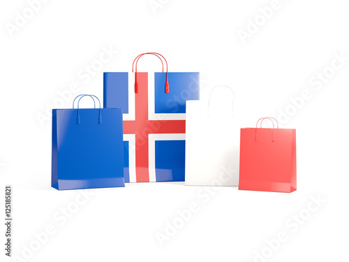 Flag of iceland on shopping bags