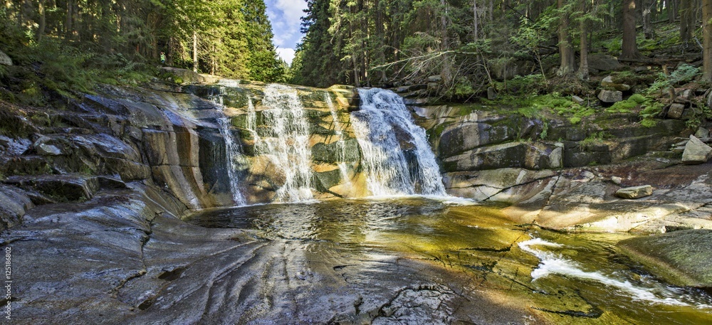 Fototapeta premium Mumlava waterfalls in Czech republic national park