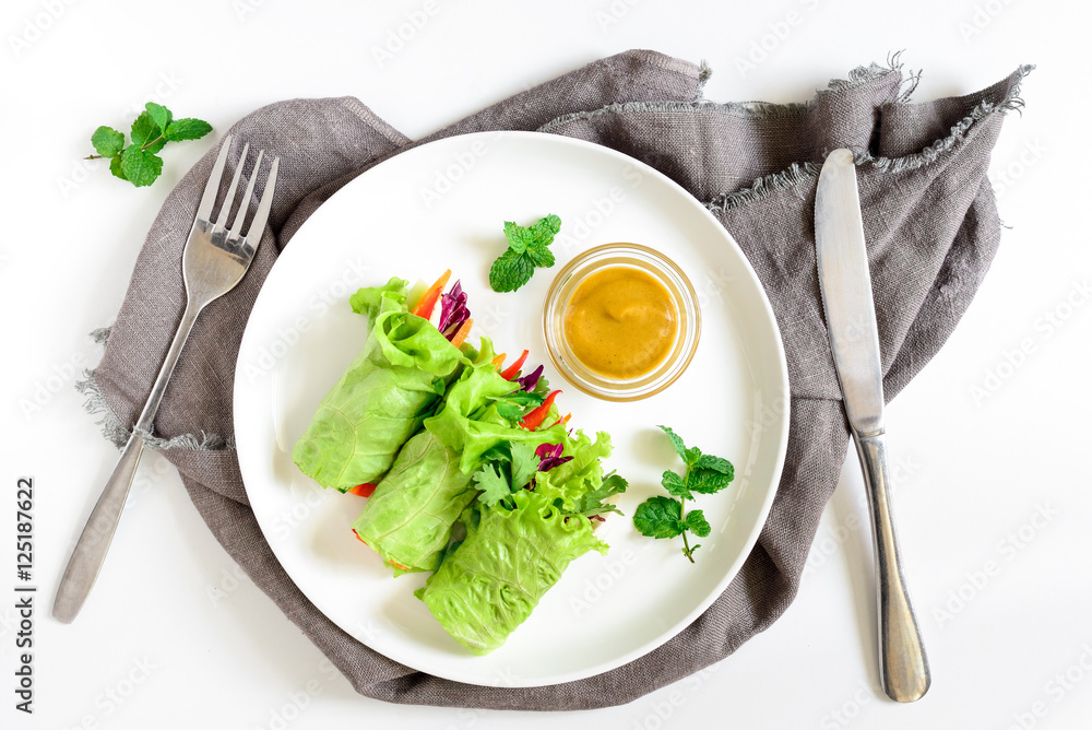 Lettuce wraps, top view Lettuce wraps, top view