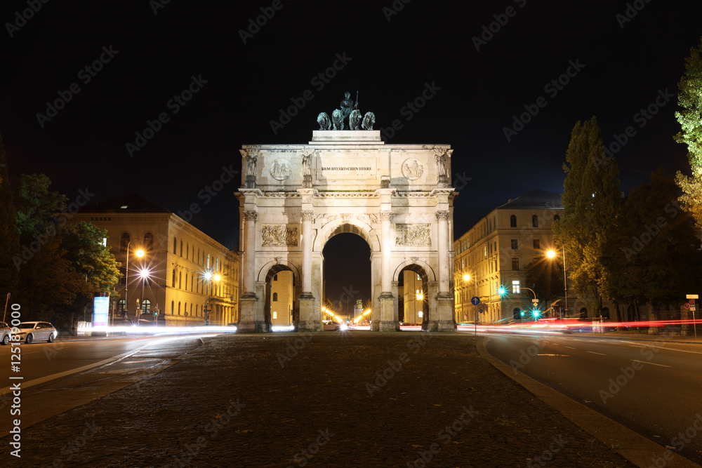 Siegestor in Munich, Bavaria, Long time exposure