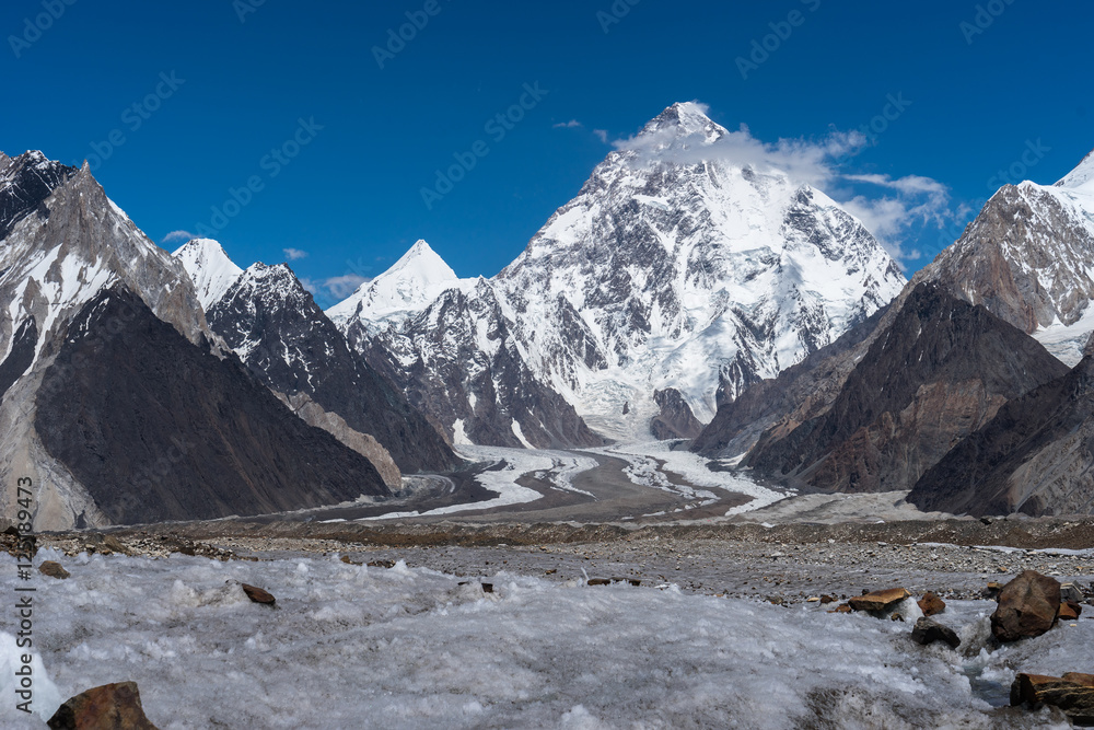 Naklejka premium Beautiful K2 mountain and Angel peak , K2 trek