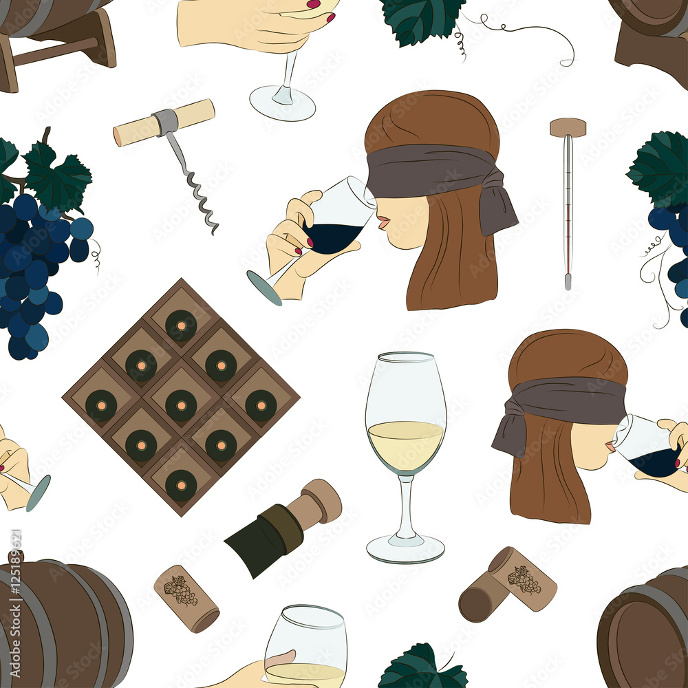 Tasting wine icons pattern