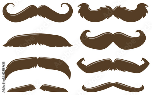 Different style of mustache in brown color