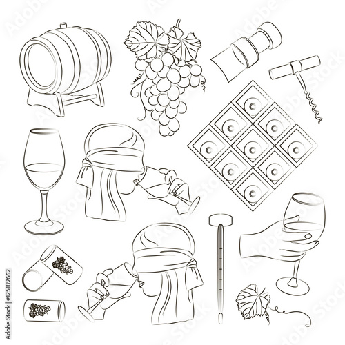 Tasting wine icons