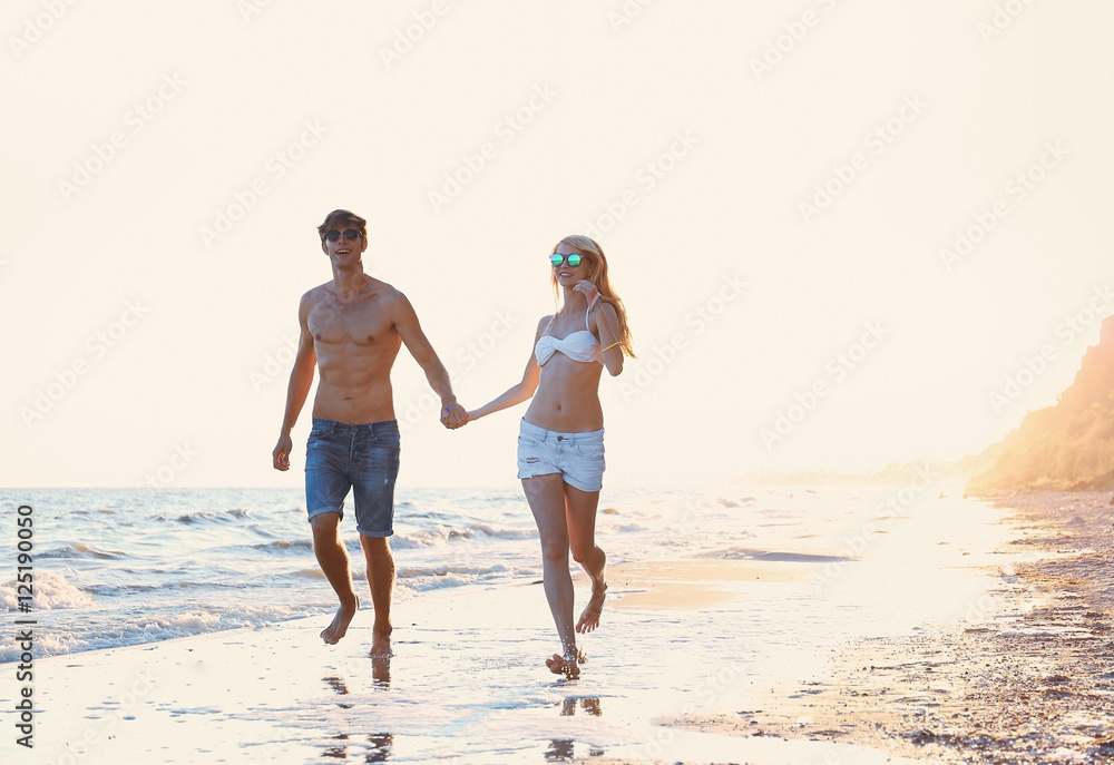 Lovely couple on tropical beach