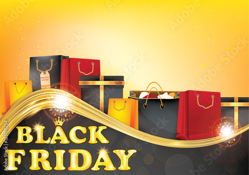 Obraz na płótnie Black Friday sale printable background with shopping bags