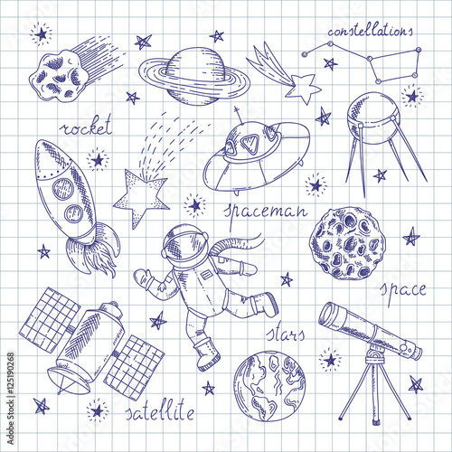 Space Explorers Doodles Set