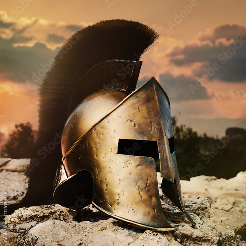 Spartan Helmet on sunset.