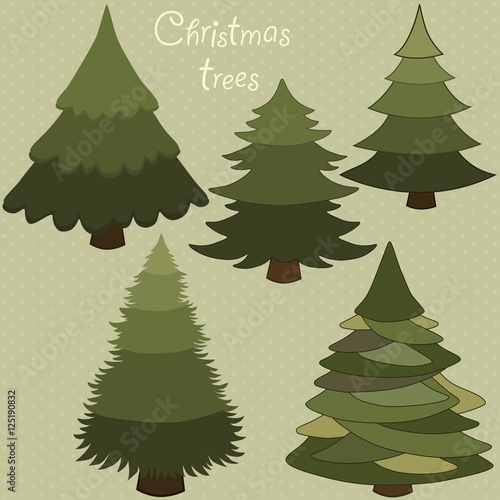 Set of stylized Christmas trees