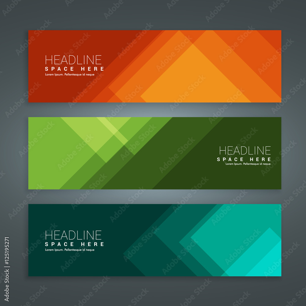 Naklejka premium abstract colorful set of banners