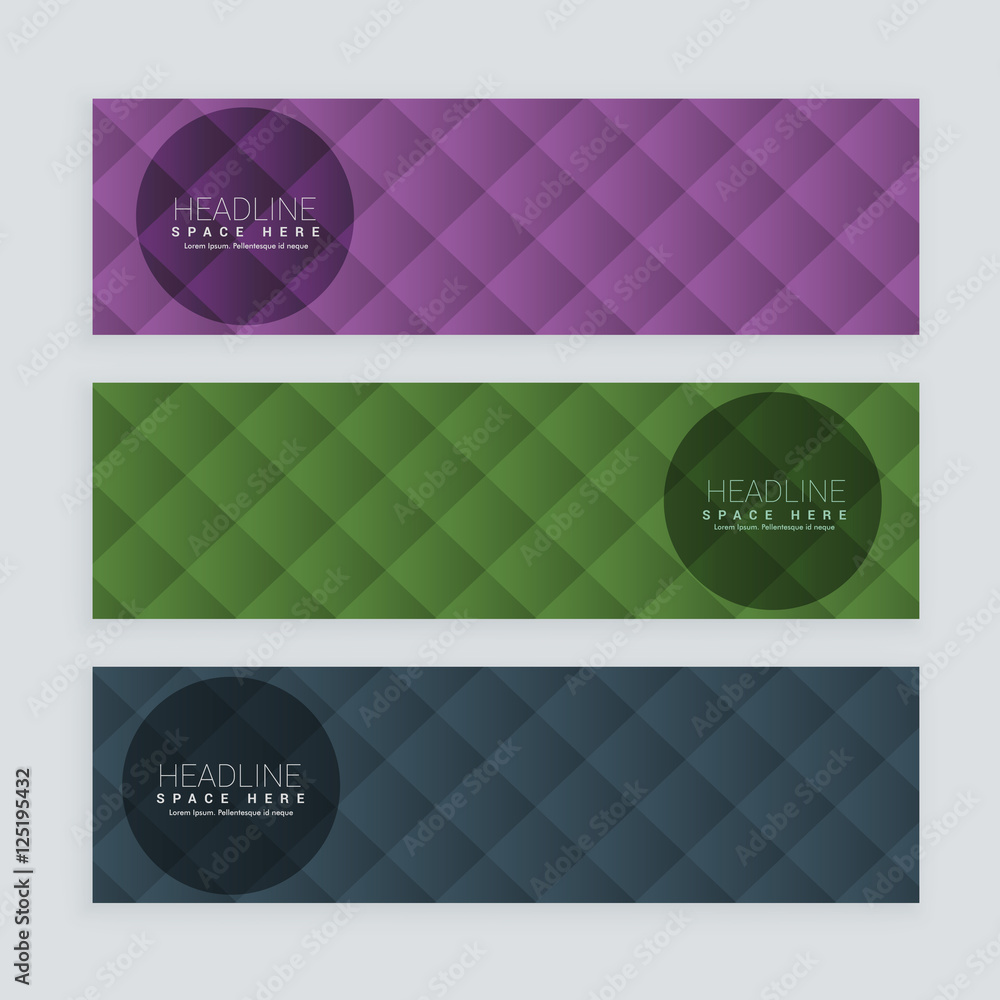 Fototapeta premium banners set in three different colors