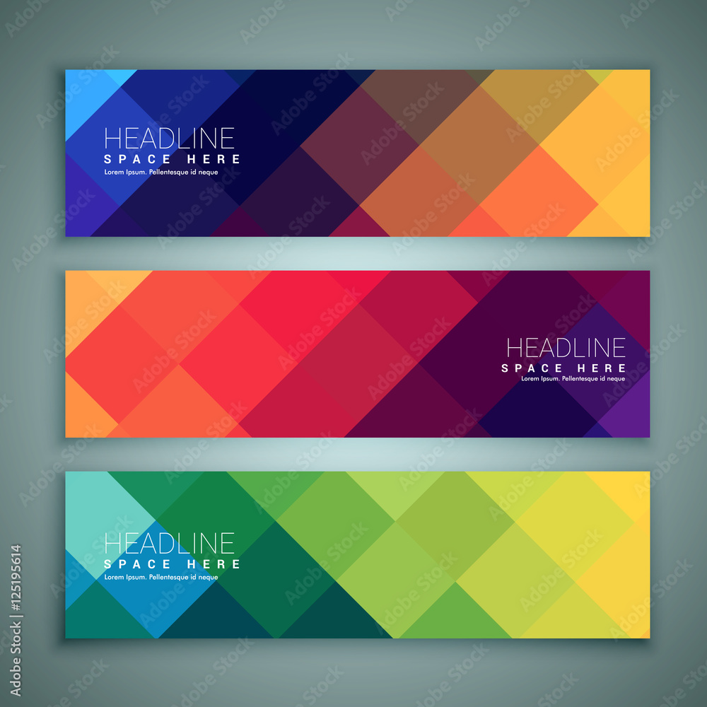 Naklejka premium abstract geometrical shapes banners template set of three
