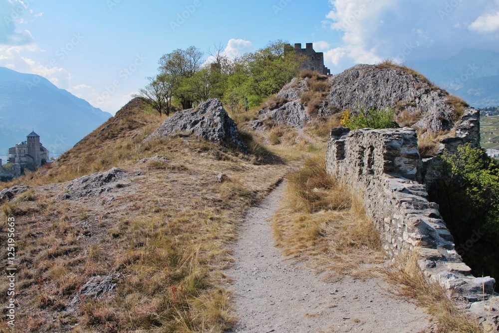 Obraz premium Burgruine, Chateau de Tourbillon, Sion, Wallis