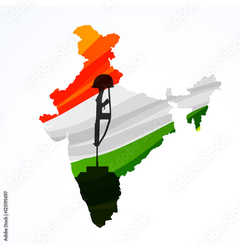 map of india with amar jyoti photo